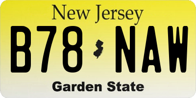 NJ license plate B78NAW