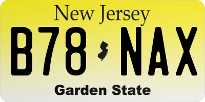NJ license plate B78NAX
