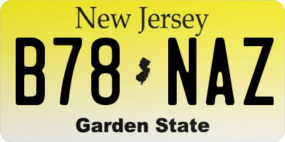 NJ license plate B78NAZ