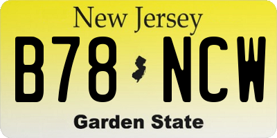 NJ license plate B78NCW