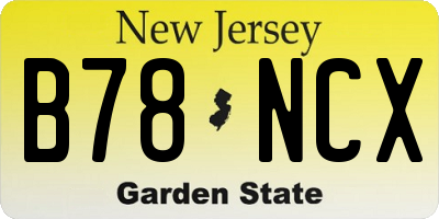 NJ license plate B78NCX