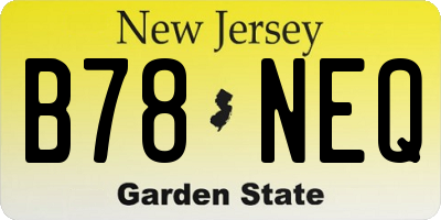NJ license plate B78NEQ