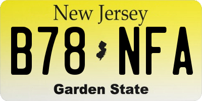 NJ license plate B78NFA
