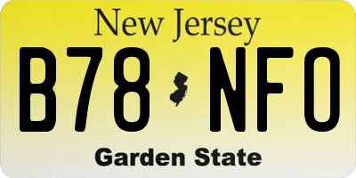 NJ license plate B78NFO
