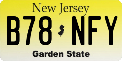 NJ license plate B78NFY