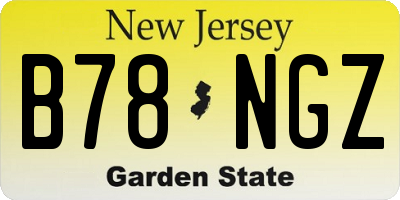 NJ license plate B78NGZ