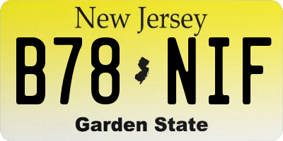 NJ license plate B78NIF