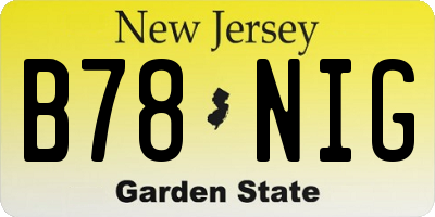 NJ license plate B78NIG