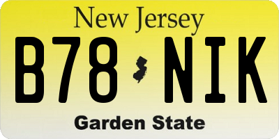 NJ license plate B78NIK