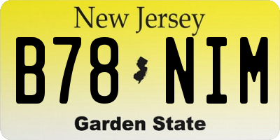 NJ license plate B78NIM