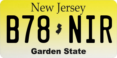 NJ license plate B78NIR