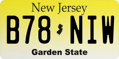 NJ license plate B78NIW
