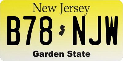 NJ license plate B78NJW