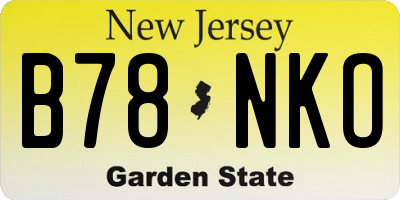 NJ license plate B78NKO