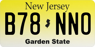 NJ license plate B78NNO