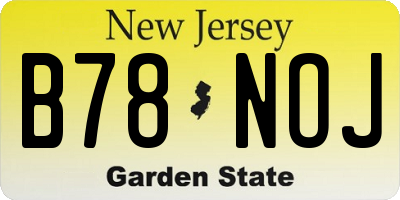 NJ license plate B78NOJ