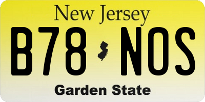 NJ license plate B78NOS