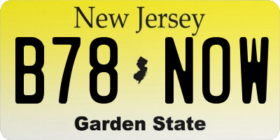 NJ license plate B78NOW