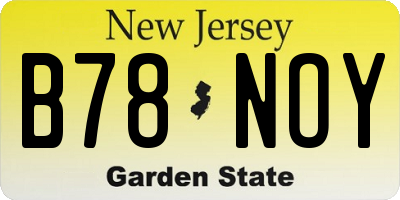 NJ license plate B78NOY