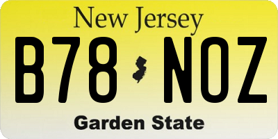 NJ license plate B78NOZ