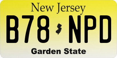 NJ license plate B78NPD