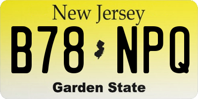 NJ license plate B78NPQ
