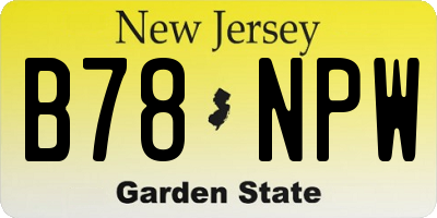 NJ license plate B78NPW