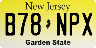 NJ license plate B78NPX