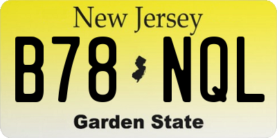 NJ license plate B78NQL