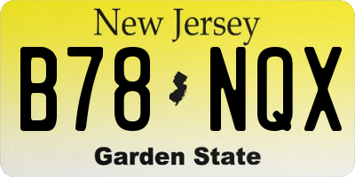 NJ license plate B78NQX
