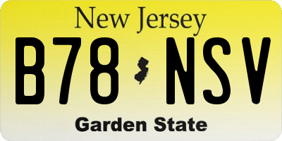 NJ license plate B78NSV