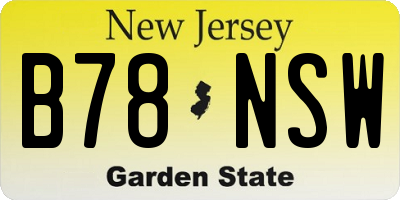 NJ license plate B78NSW