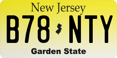 NJ license plate B78NTY
