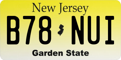 NJ license plate B78NUI