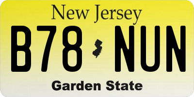 NJ license plate B78NUN