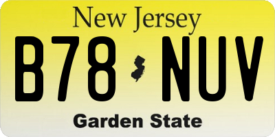 NJ license plate B78NUV
