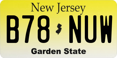 NJ license plate B78NUW