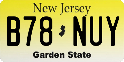 NJ license plate B78NUY