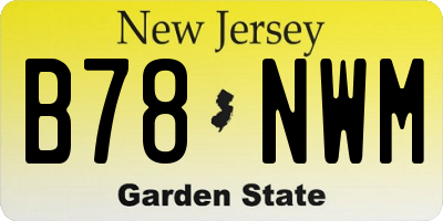 NJ license plate B78NWM