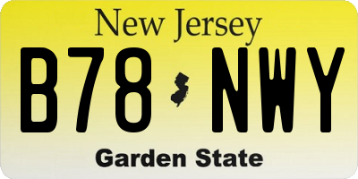 NJ license plate B78NWY