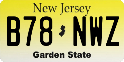 NJ license plate B78NWZ