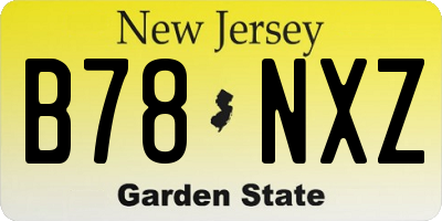 NJ license plate B78NXZ