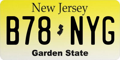 NJ license plate B78NYG