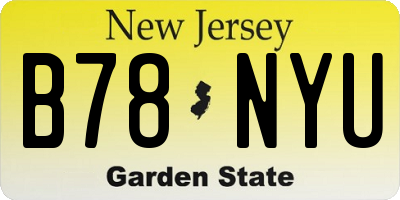NJ license plate B78NYU