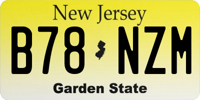 NJ license plate B78NZM