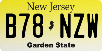 NJ license plate B78NZW