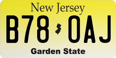 NJ license plate B78OAJ