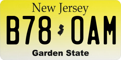 NJ license plate B78OAM