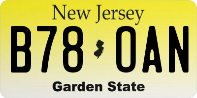 NJ license plate B78OAN