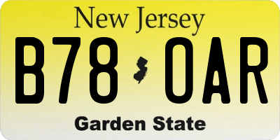 NJ license plate B78OAR